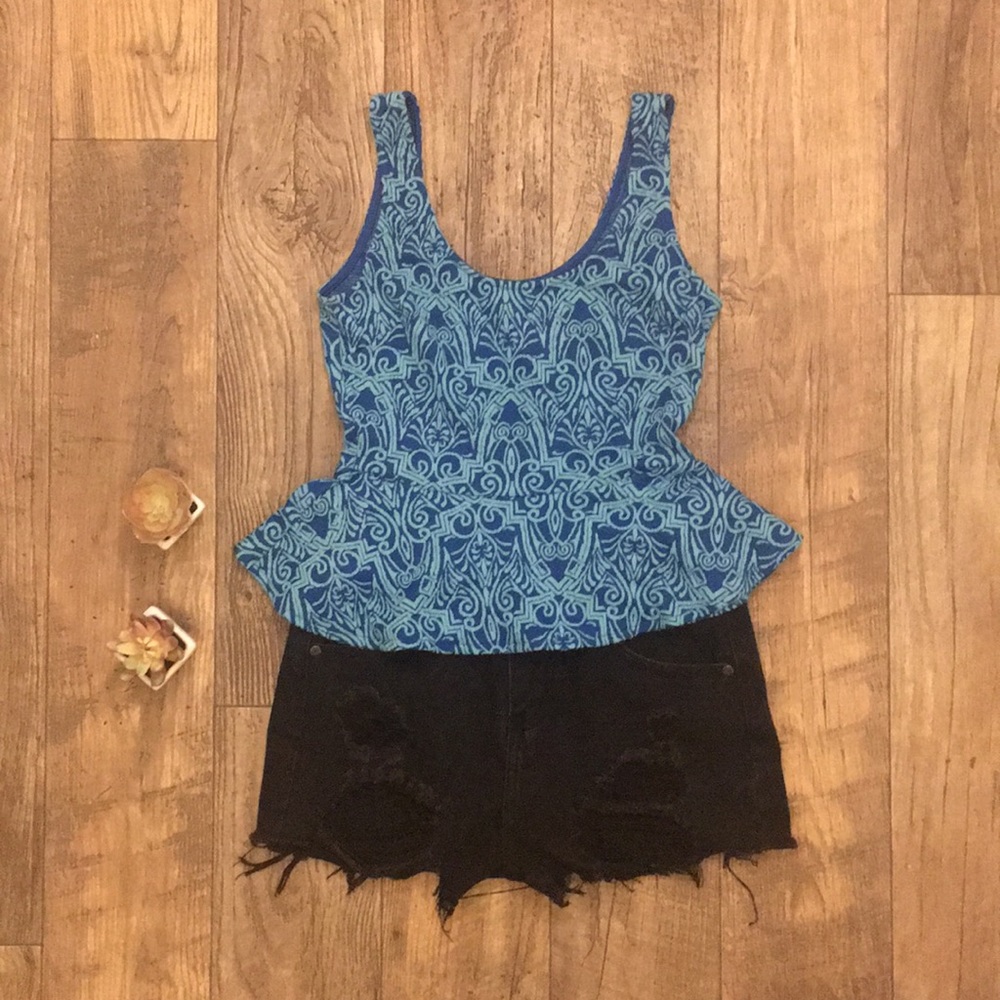 💙 bebe Blue peplum top small